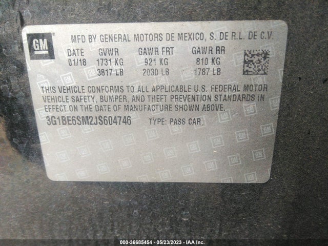 Chevrolet CRUZE LT 2018 3G1BE6SM2JS604746 Image 10