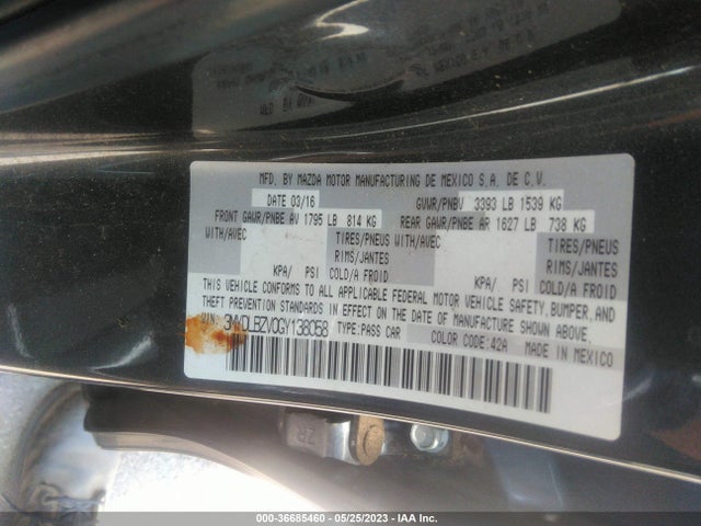 2016 TOYOTA SCION VIN: 3MYDLBZV0GY138058