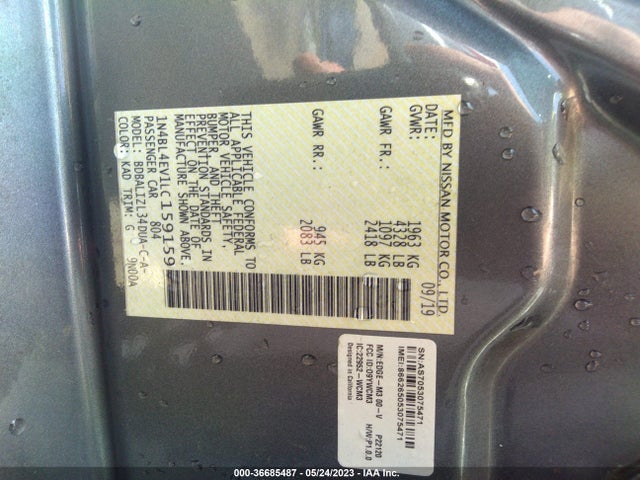 Nissan Altima 2.5 Sl 2020 1N4BL4EV1LC159159 Image 10