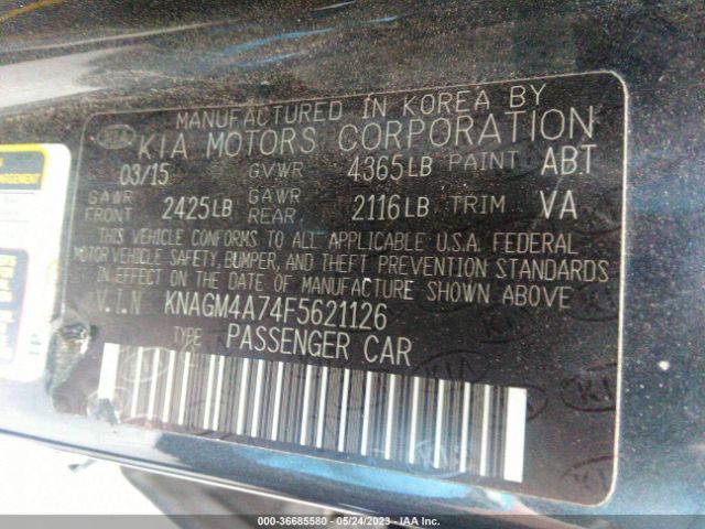 KNAGM4A74F5621126 KIA Optima Lx