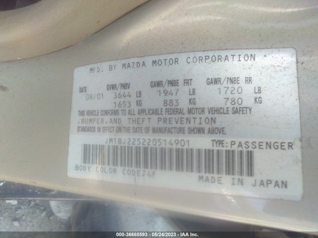 2002 MAZDA PROTEGE DX/LX/ES VIN: JM1BJ225220514901