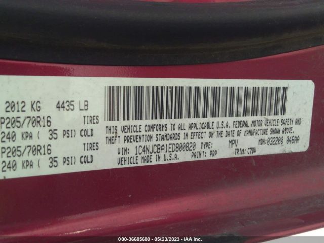 1C4NJCBA1ED800820 Jeep Compass Sport