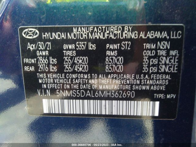 Hyundai Santa Fe Calligraphy 2021 5NMS5DAL6MH362690 Image 10