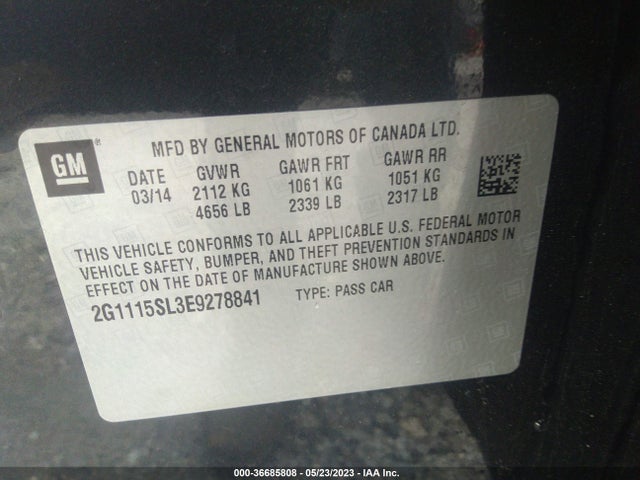 Chevrolet IMPALA LT 2014 2G1115SL3E9278841 Image 10