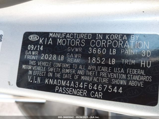 KNADM4A34F6467544 KIA RIO LX