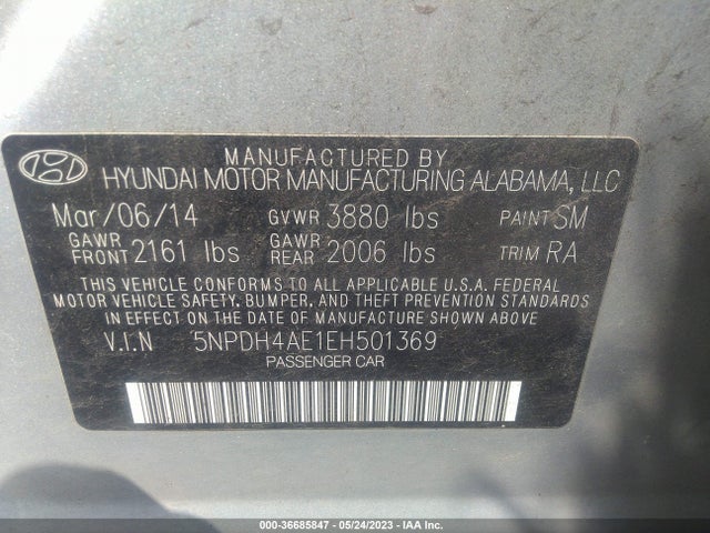 Hyundai ELANTRA SE 2014 5NPDH4AE1EH501369 Image 9