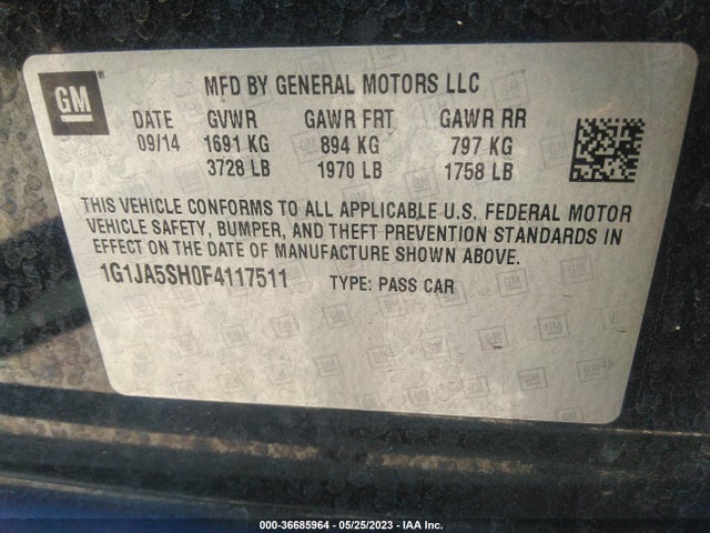 Chevrolet SONIC LS 2015 1G1JA5SH0F4117511 Image 9