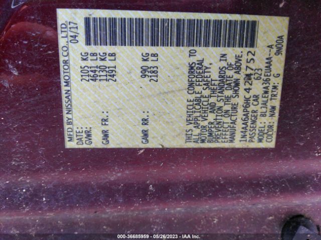 1N4AA6AP6HC424752 Nissan MAXIMA SL