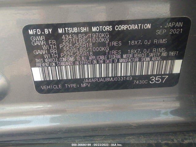 JA4APUAU8MU033149 Mitsubishi Outlander Sport Es/le/be/s