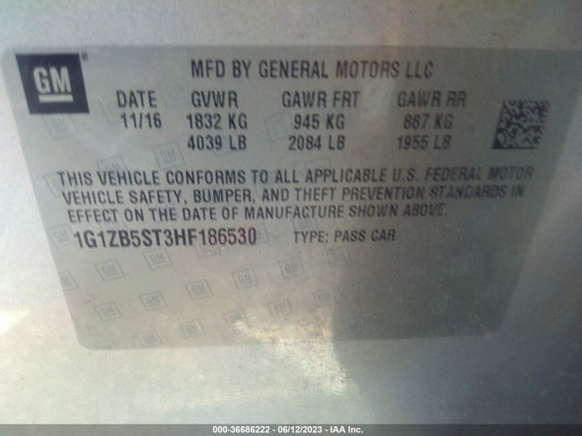 Chevrolet MALIBU LS 2017 1G1ZB5ST3HF186530 Image 9