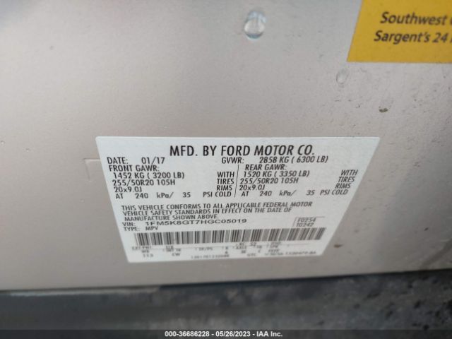 1FM5K8GT7HGC05019 Ford EXPLORER SPORT