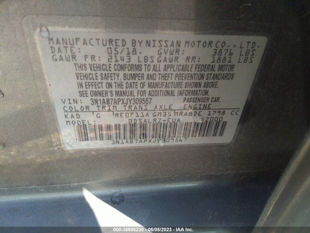 Nissan SENTRA SR 2018 3N1AB7APXJY309567 Image 9