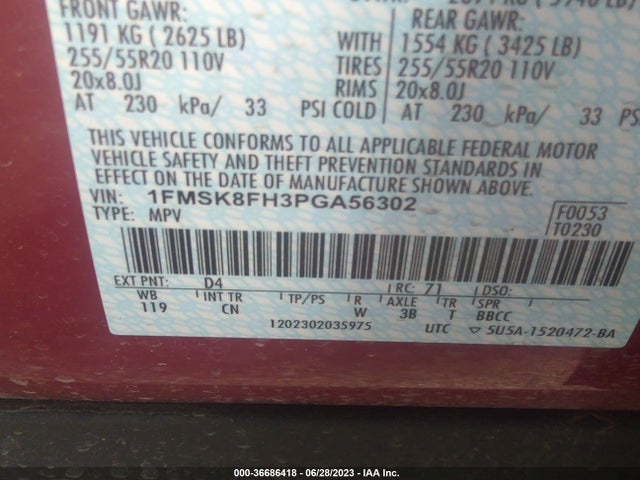 Ford Explorer Limited 2023 1FMSK8FH3PGA56302 Image 10