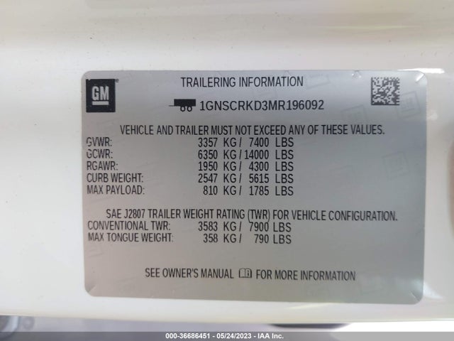 Chevrolet TAHOE RST 2021 1GNSCRKD3MR196092 Image 9