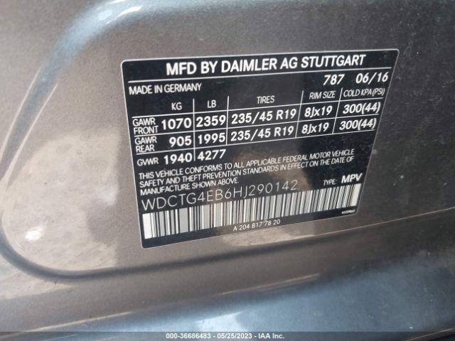 WDCTG4EB6HJ290142 Mercedes-Benz Gla Gla 250