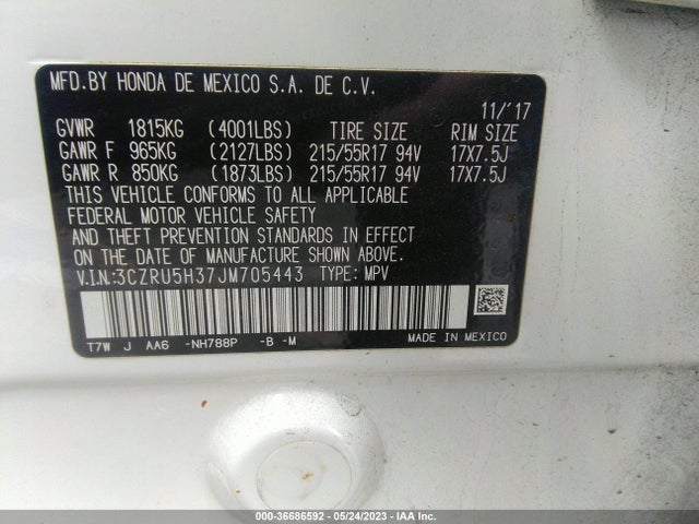 Honda HR-V LX 2018 3CZRU5H37JM705443 Image 9