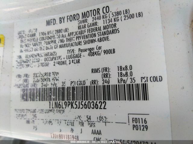 1LN6L9PK5J5603622 Lincoln Continental Premiere