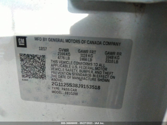 Chevrolet Impala Premier 2018 2G1125S38J9153518 Image 9