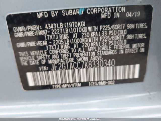 JF2GTACC7K8330340 Subaru Crosstrek Premium