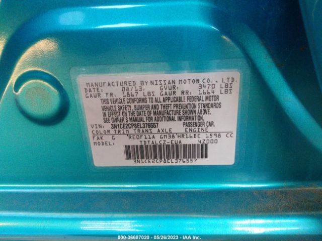 3N1CE2CP8EL376557 Nissan Versa Note S Plus