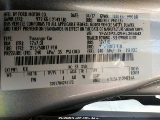 1FADP3J29HL266843 Ford Focus Titanium