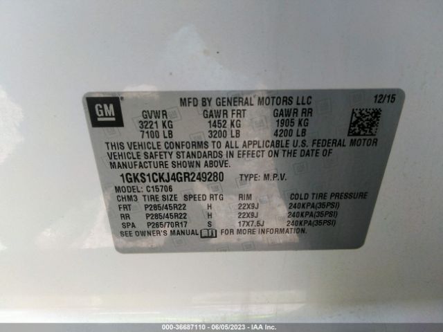 1GKS1CKJ4GR249280 GMC YUKON DENALI