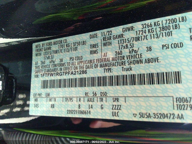 Ford F-150 Raptor 2023 1FTFW1RG7PFA21286 Image 10