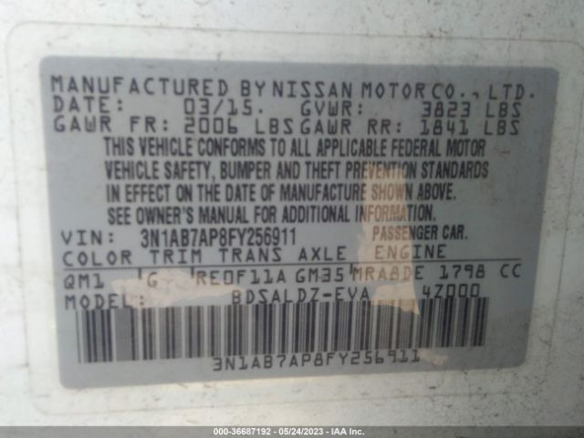 3N1AB7AP8FY256911 Nissan SENTRA SV