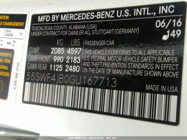 55SWF4JB0GU167713 Mercedes-Benz C-class C 300
