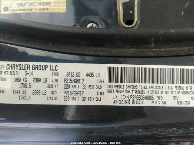 1C4NJPBA0ED848865 Jeep Patriot Altitude