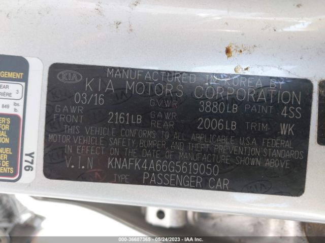 KNAFK4A66G5619050 KIA FORTE LX