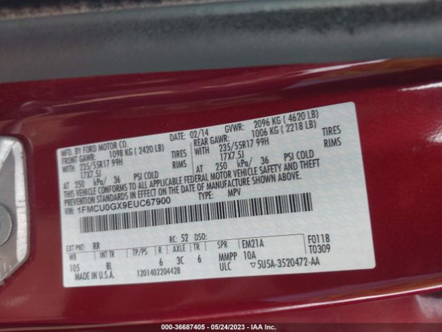 1FMCU0GX9EUC67900 Ford ESCAPE SE