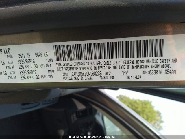 2012 JEEP LIBERTY SPORT LATITUDE VIN: 1C4PJMAK0CW168239