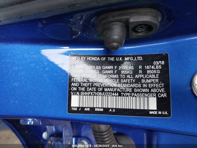 Honda Civic Hatchback Lx 2018 SHHFK7H38JU222444 Image 9