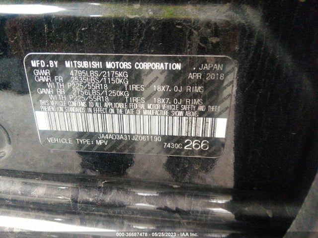 JA4AD3A31JZ061190 Mitsubishi Outlander Se/sel/le