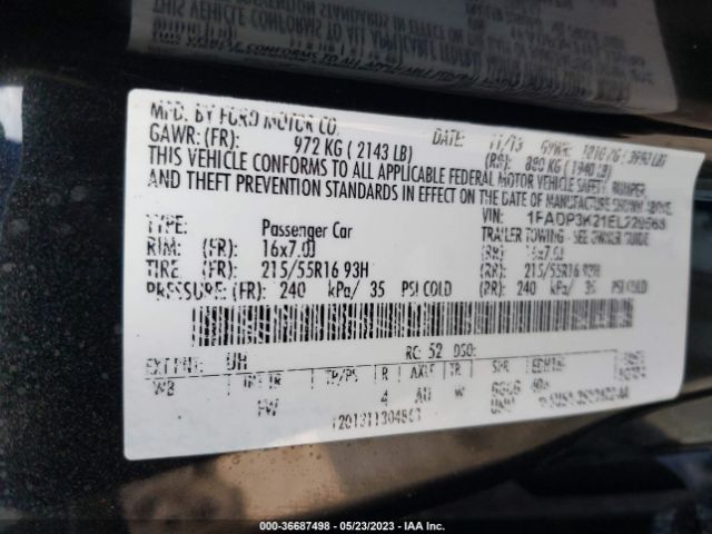 1FADP3K21EL229568 Ford FOCUS SE