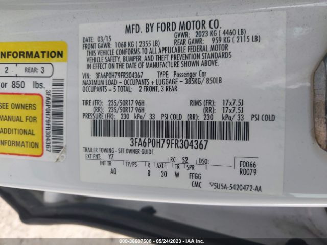 3FA6P0H79FR304367 Ford FUSION SE