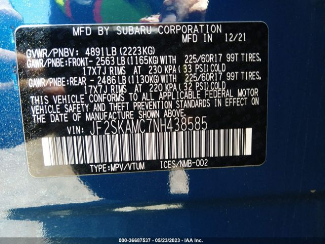 JF2SKAMC7NH438585 Subaru Forester Wilderness