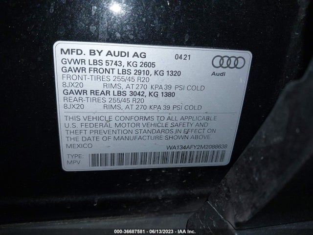 2021 Audi SQ5, VIN: WA134AFY2M2088638