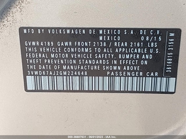 3VWD67AJ2GM224648 Volkswagen Jetta Sedan 1.4t Se