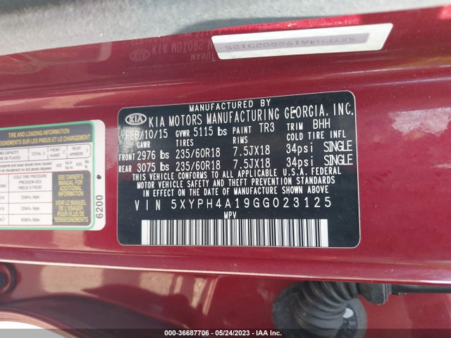 KIA SORENTO EX 2016 5XYPH4A19GG023125 Image 9