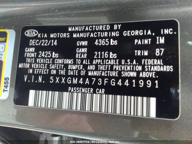 KIA Optima Lx 2015 5XXGM4A73FG441991 Image 9