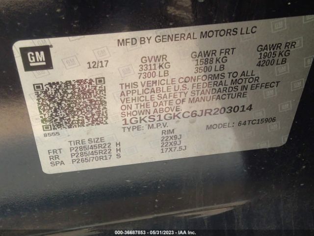 1GKS1GKC6JR203014 GMC Yukon Xl Slt