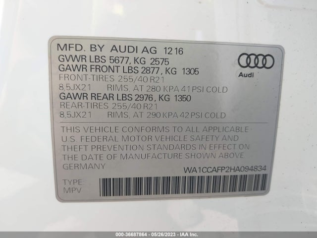 WA1CCAFP2HA094834 Audi Sq5 Premium Plus
