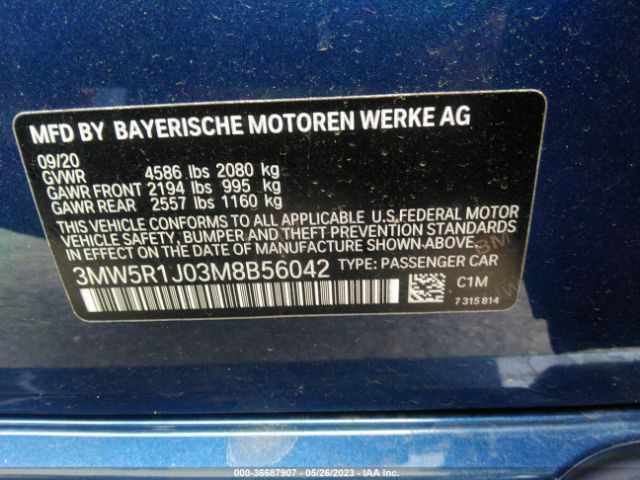 3MW5R1J03M8B56042 BMW 3 Series 330i