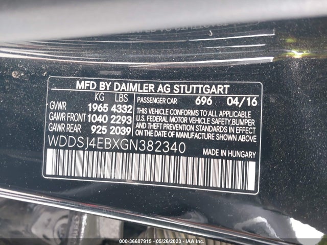 WDDSJ4EBXGN382340 Mercedes-Benz Cla Cla 250