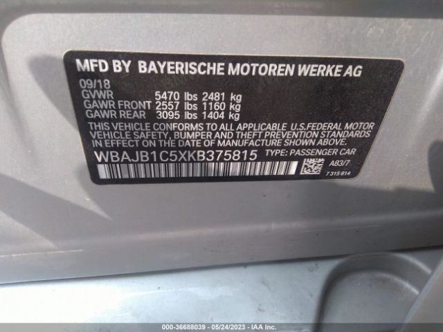 WBAJB1C5XKB375815 BMW 5 Series 530e Xdrive Iperformance