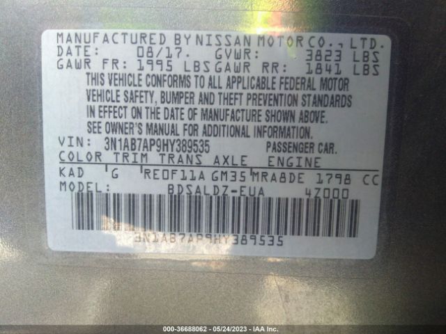 3N1AB7AP9HY389535 Nissan SENTRA SV
