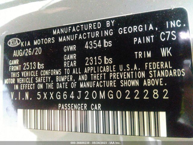5XXG64J20MG022282 KIA K5 Gt-line