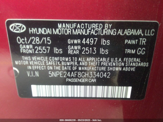 Hyundai Sonata 2.4l Se 2016 5NPE24AF8GH334042 Image 9
